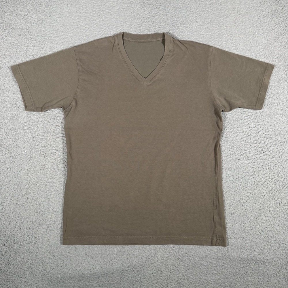 Uniqlo Shirt Mens Large Brown V Neck Slim Cotton Blend Casual Preppy Pullover